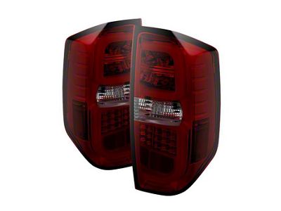 Light Bar LED Tail Lights; Chrome Housing; Red Smoked Lens (14-21 Tundra)