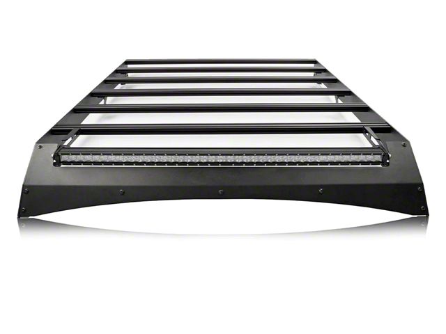 Cali Raised LED Economy Roof Rack with 42-Inch Single Row LED Light Bar and Tall Amber OEM Style Switch (14-21 Tundra CrewMax)