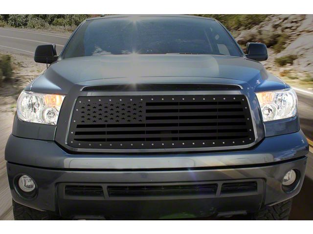 1-Piece Steel Upper Grille Insert; American Flag (10-13 Tundra)