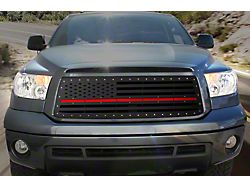 1-Piece Steel Upper Grille Insert; American Flag with Red Acrylic Underlay (10-13 Tundra)