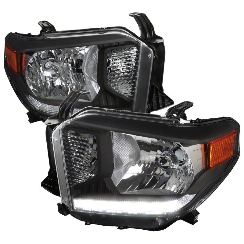 Tundra Euro Headlights with LED DRL; Matte Black Housing; Clear Lens ...