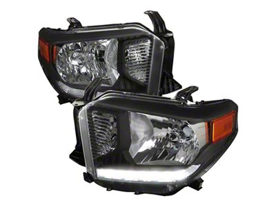 Euro Headlights with LED DRL; Matte Black Housing; Clear Lens (14-16 Tundra)