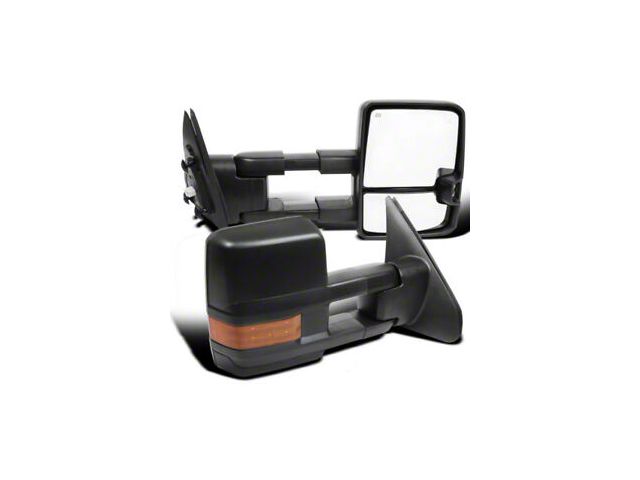 Powered Heated Towing Mirrors with Amber Turn Signals; Black (07-17 Tundra)