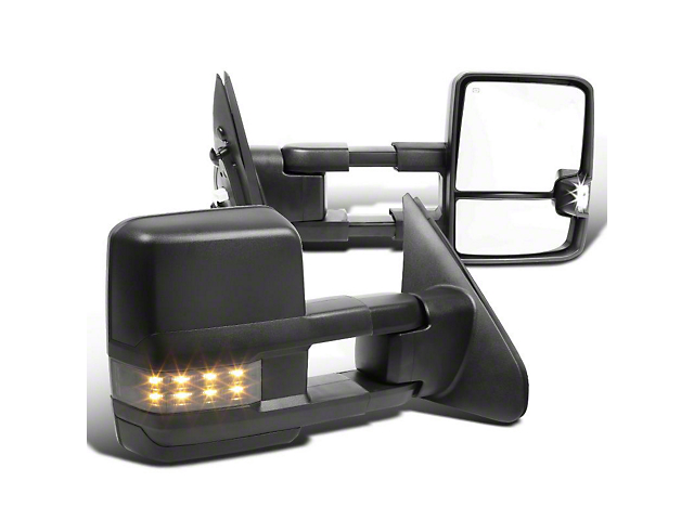 Powered Heated Towing Mirrors with Smoked Turn Signals; Black (07-17 Tundra)