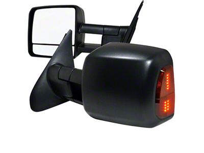 Powered Towing Mirrors with Turn Signals; Black (07-17 Tundra)