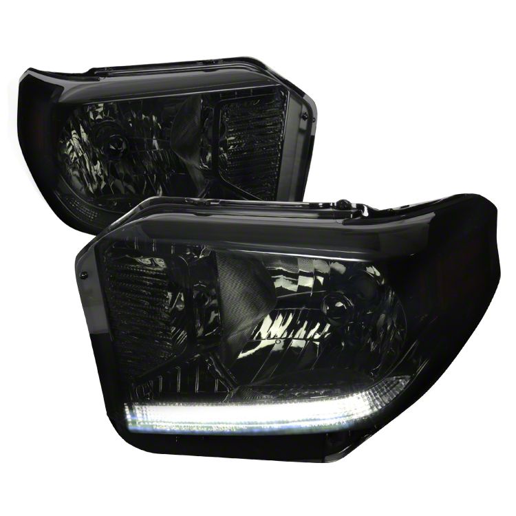 Euro Headlights with LED DRL; Chrome Housing; Smoked Lens (14-16 Tundra)