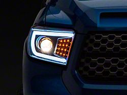 LED C-Bar Projector Headlights with Sequential Turn Signals; Gloss Black Housing; Smoked Lens (14-21 Tundra w/ Factory Halogen Headlights)