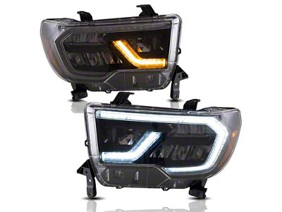 Reflector Type Full LED Headlights; Black Housing; Clear Lens (07-13 Tundra)