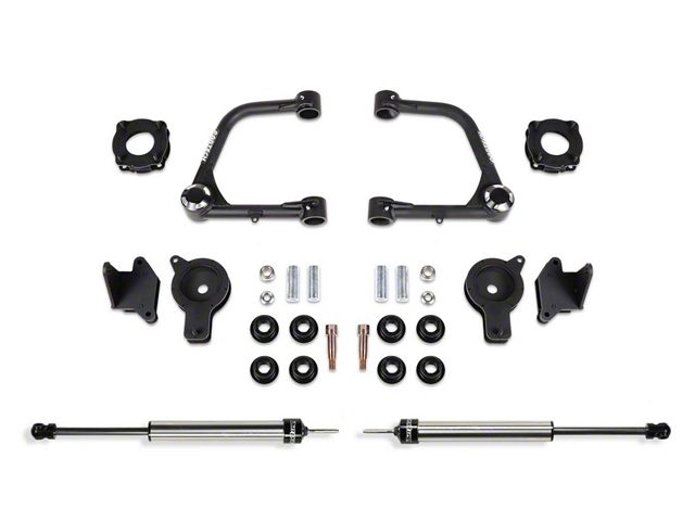 Fabtech 3-Inch Uniball Upper Control Arm Lift Kit with Front Shock Spacers, Rear Air Bag Spacers and Dirt Logic 2.25 Shocks (22-24 Tundra CrewMax w/ Factory Rear Air Bags & w/o AVS System, Excluding Hybrid)