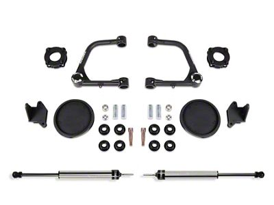 Fabtech 3-Inch Uniball Upper Control Arm Lift Kit with Front Shock Spacers, Rear Coil Spring Spacers and Dirt Logic 2.25 Shocks (22-24 Tundra CrewMax w/ Factory Rear Coil Springs & w/o AVS System, Excluding Hybrid)