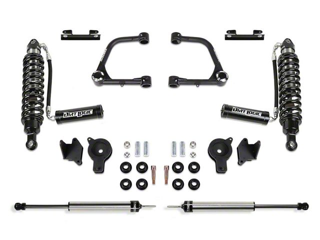 Fabtech 3-Inch Uniball Upper Control Arm Lift Kit with Rear Air Bag Spacers, Dirt Logic 2.5 Reservoir Coil-Overs and Dirt Logic 2.25 Shocks (22-24 Tundra CrewMax w/ Factory Rear Air Bags & w/o AVS System, Excluding Hybrid)