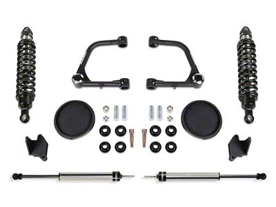 Fabtech 3-Inch Uniball Upper Control Arm Lift Kit with Rear Coil Spring Spacers, Dirt Logic 2.5 Coil-Overs and Dirt Logic 2.25 Shocks (22-24 Tundra CrewMax w/ Factory Rear Coil Springs & w/o AVS System, Excluding Hybrid)