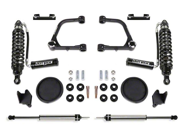 Fabtech 3-Inch Uniball Upper Control Arm Lift Kit with Rear Coil Spring Spacers, Dirt Logic 2.5 Reservoir Coil-Overs and Dirt Logic 2.25 Shocks (22-24 Tundra CrewMax w/ Factory Rear Coil Springs & w/o AVS System, Excluding Hybrid)