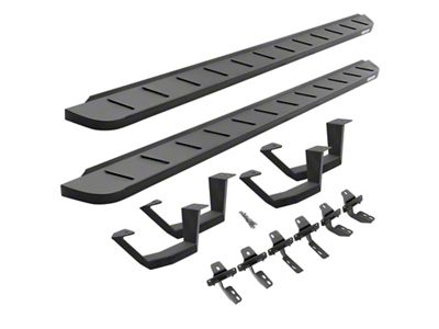 Go Rhino RB10 Running Boards with Drop Steps; Textured Black (22-24 Tundra Double Cab)