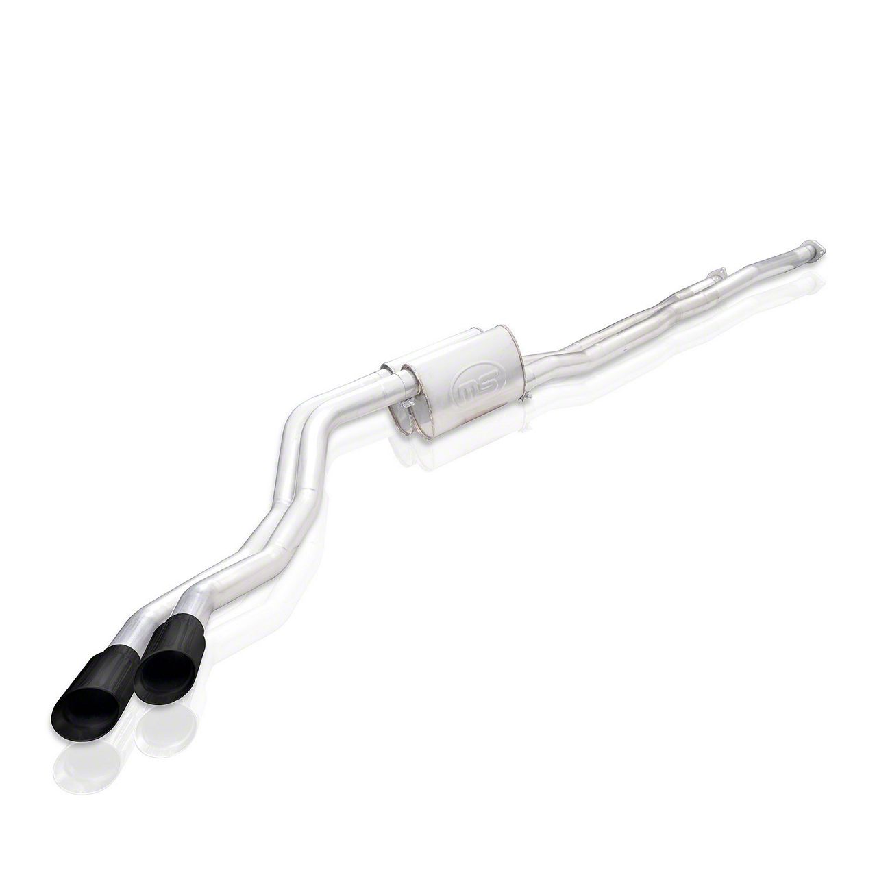 Stainless Works Legend Series Dual Exhaust System with Black Tips; Side Exit (14-21 5.7L Tundra)