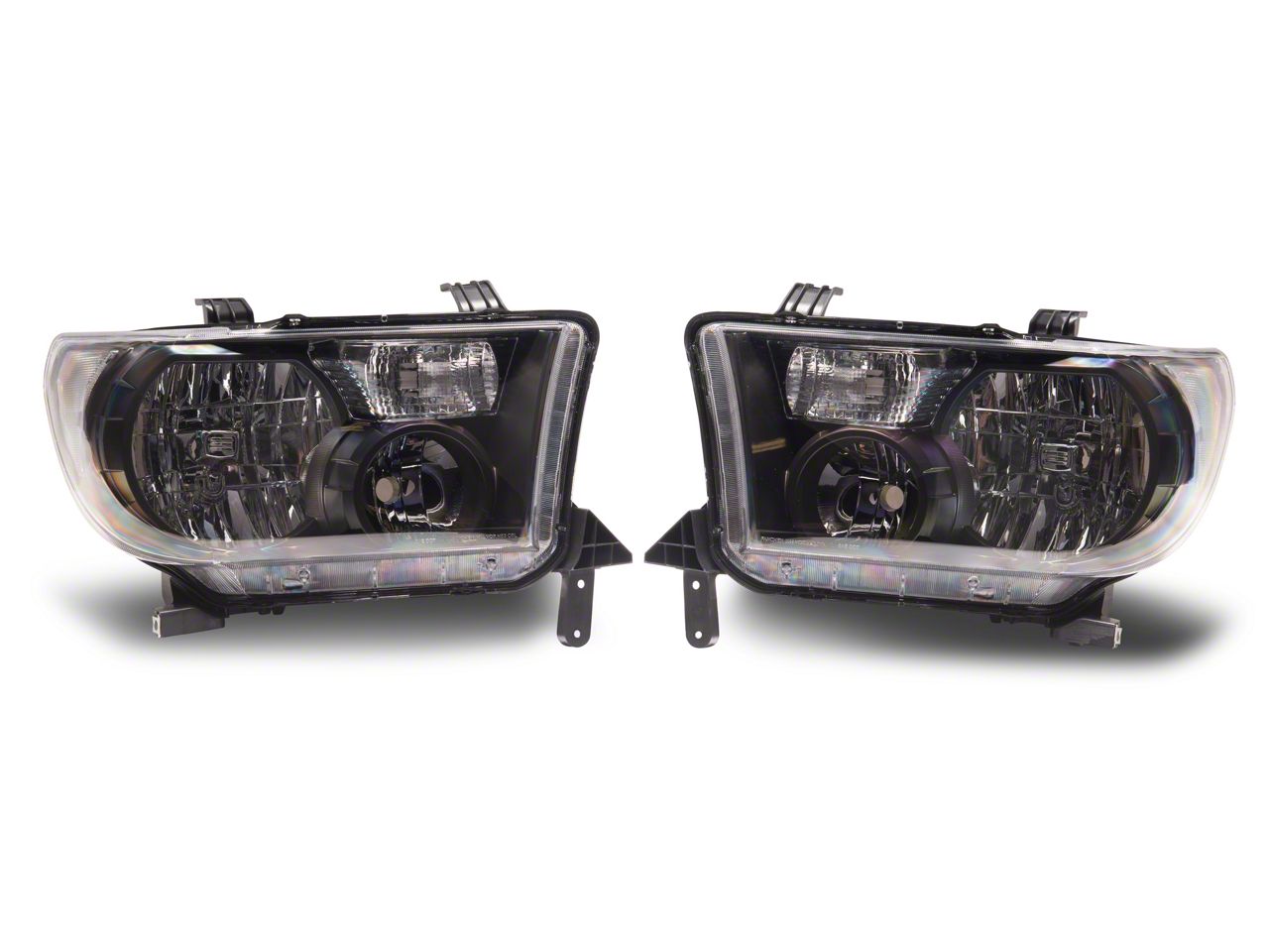Tundra Headlights with Clear Corners Black (0713 Tundra w/o Level
