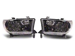 Headlights with Clear Corners; Black Housing; Clear Lens (07-13 Tundra w/o Level Adjuster)