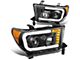 LED DRL Projector Headlights with Amber Corners; Black Housing; Clear Lens (07-13 Tundra w/o Level Adjuster)