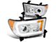 LED DRL Projector Headlights with Amber Corners; Chrome Housing; Clear Lens (07-13 Tundra w/o Level Adjuster)