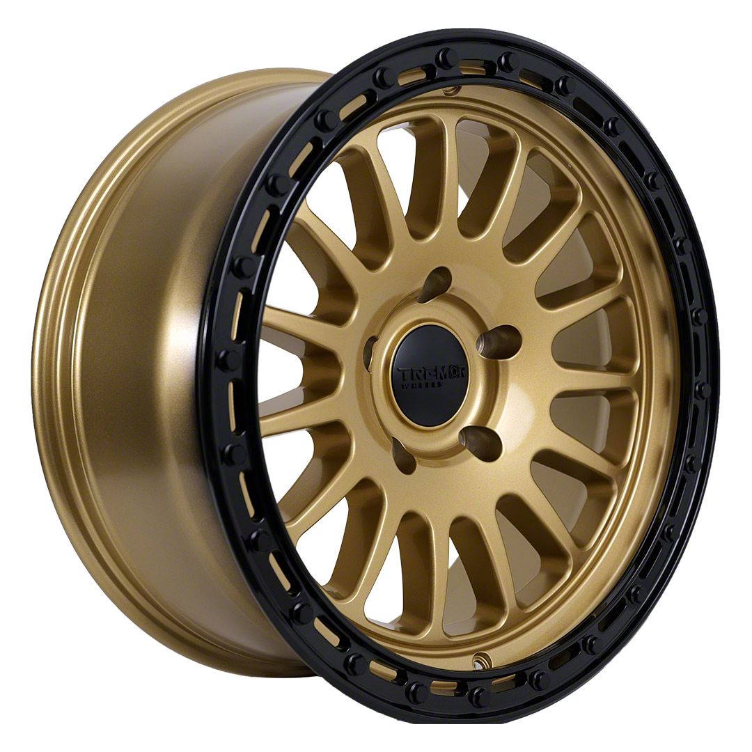 Tremor Wheels 104 Aftershock Gloss Gold with Gloss Black Lip 5-Lug Wheel; 20x9; 0mm Offset (14-21 Tundra)