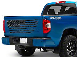 SpeedForm Tailgate Flag Distressed Wave Decal; Gloss Black (Universal; Some Adaptation May Be Required)
