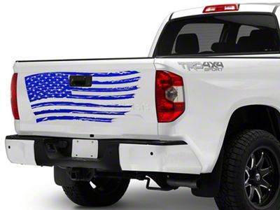 SEC10 Tailgate Flag Distressed Wave Decal; Blue (Universal; Some Adaptation May Be Required)