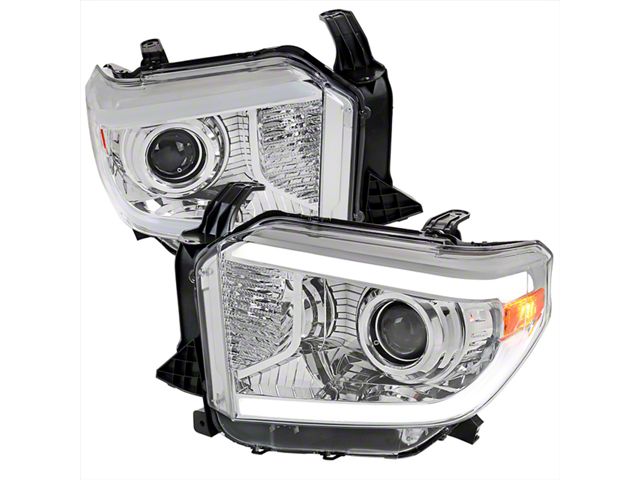 LED Projector Style Headlights; Chrome Housing; Clear Lens (14-21 Tundra w/ Factory Halogen Headlights)