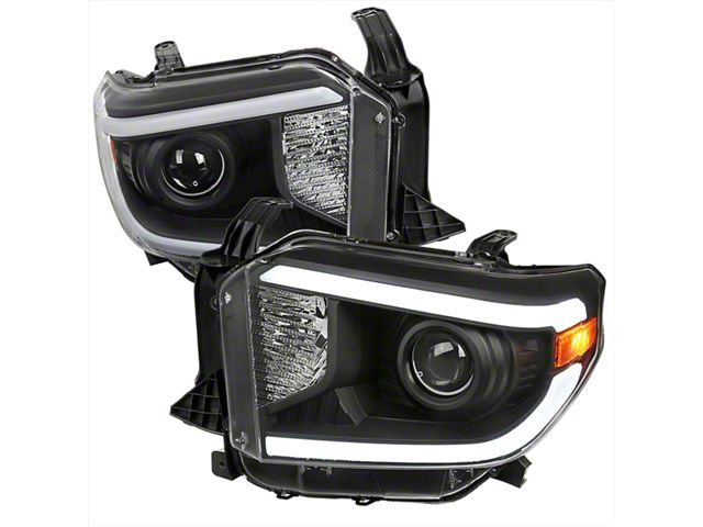 LED Projector Style Headlights; Matte Black Housing; Clear Lens (14-21 Tundra w/ Factory Halogen Headlights)