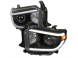 LED Projector Style Headlights; Matte Black Housing; Clear Lens (14-21 Tundra w/ Factory Halogen Headlights)