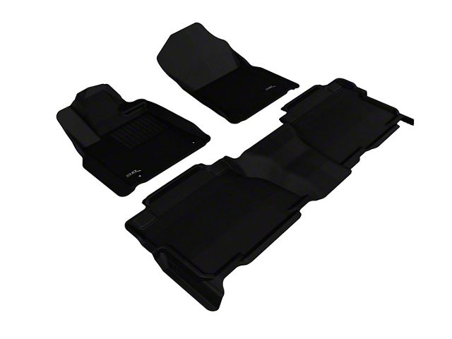 3D MAXpider KAGU Series All-Weather Custom Fit Front and Rear Floor Liners; Black (07-11 Tundra CrewMax)