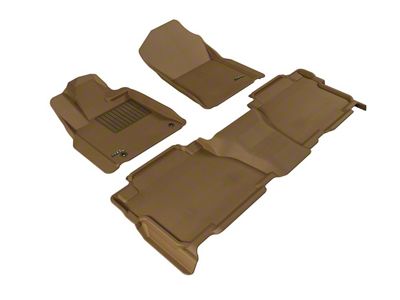 3D MAXpider KAGU Series All-Weather Custom Fit Front and Rear Floor Liners; Tan (12-13 Tundra CrewMax)
