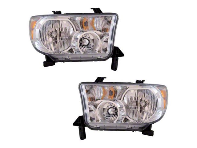 Halogen Headlights; Chrome Housing; Clear Lens (10-13 Tundra w/ Automatic Leveling)