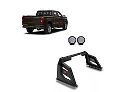 Armour Roll Bar with 9-Inch Black Round LED Lights; Black (07-23 Tundra)