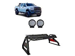Atlas Roll Bar with 9-Inch Black Round LED Lights; Black (07-23 Tundra)