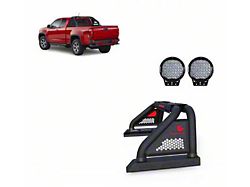 Classic Pro Roll Bar for Tonneau Cover with 9-Inch Black Round LED Lights; Black (07-23 Tundra)