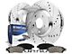 Drilled and Slotted 5-Lug Brake Rotor and Pad Kit; Front (07-21 Tundra)