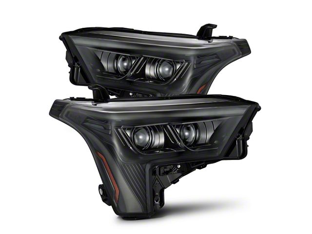 AlphaRex LUXX-Series LED Projector Headlights with Amber DRL; Alpha Black Housing; Clear Lens (22-24 Tundra w/ Factory Projector Headlights)