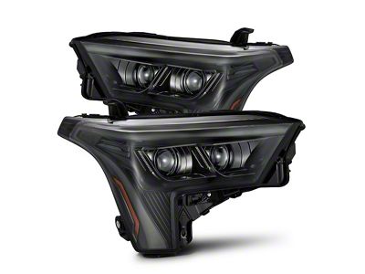 AlphaRex LUXX-Series LED Projector Headlights with Amber DRL; Alpha Black Housing; Clear Lens (22-23 Tundra w/ Factory Projector Headlights)