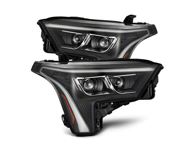 AlphaRex LUXX-Series LED Projector Headlights with Amber DRL; Black Housing; Clear Lens (22-24 Tundra w/ Factory Projector Headlights)