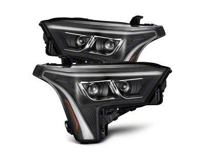 AlphaRex LUXX-Series LED Projector Headlights with Amber DRL; Black Housing; Clear Lens (22-23 Tundra w/ Factory Projector Headlights)