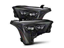 AlphaRex LUXX-Series LED Projector Headlights with White DRL; Alpha Black Housing; Clear Lens (22-23 Tundra w/ Factory Projector Headlights)