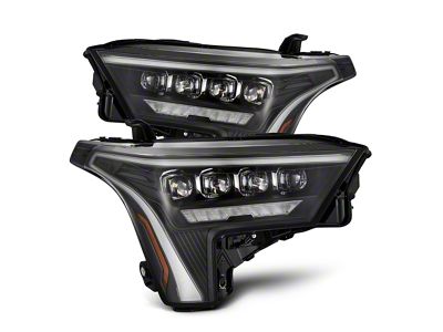 AlphaRex NOVA-Series LED Projector Headlights with Amber DRL; Black Housing; Clear Lens (22-23 Tundra w/ Factory Projector Headlights)