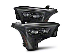 AlphaRex LUXX-Series LED Projector Headlights with White DRL; Alpha Black Housing; Clear Lens (22-23 Tundra w/ Factory Reflector Headlights)
