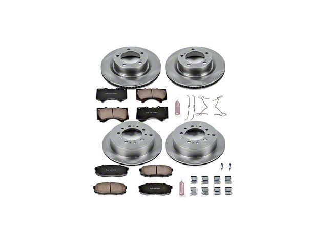 PowerStop OE Replacement 5-Lug Brake Rotor and Pad Kit; Front and Rear (07-21 Tundra)