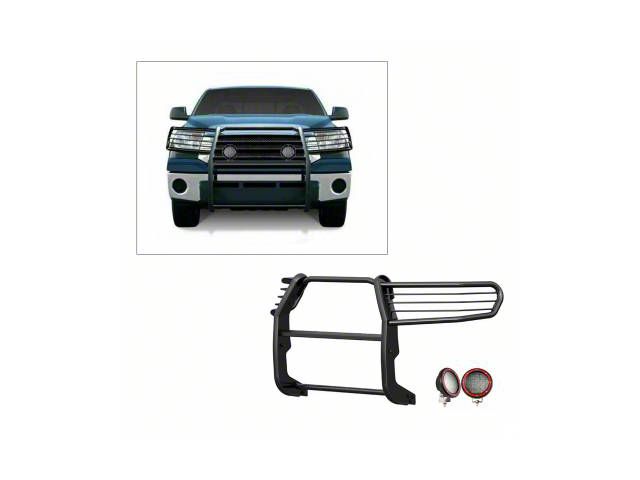 Grille Guard with 5.30-Inch Red Round Flood LED Lights; Black (07-21 Tundra)