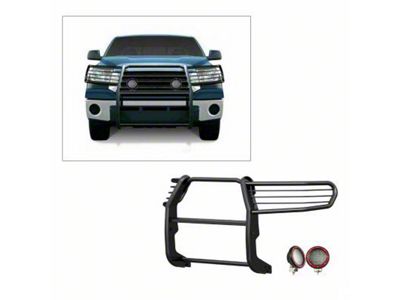 Grille Guard with 5.30-Inch Red Round Flood LED Lights; Black (07-21 Tundra)