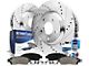Drilled and Slotted 5-Lug Brake Rotor, Pad, Brake Fluid and Cleaner Kit; Front (07-21 Tundra)