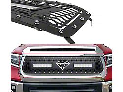 Wire Mesh Rivet Style Upper Grille Insert with LED Lights; Black (14-17 Tundra)