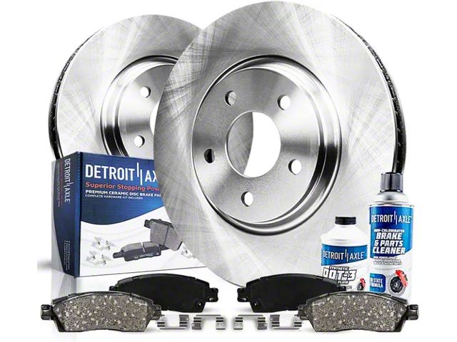 Vented 5-Lug Brake Rotor, Pad, Brake Fluid and Cleaner Kit; Front (07-21 Tundra)