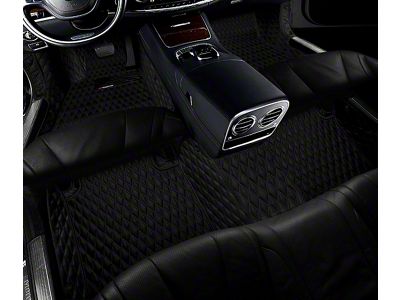 Double Layer Diamond Front and Rear Floor Mats; Base Layer Black and Top Layer Black (07-13 Tundra Regular Cab w/ Bench Seat)